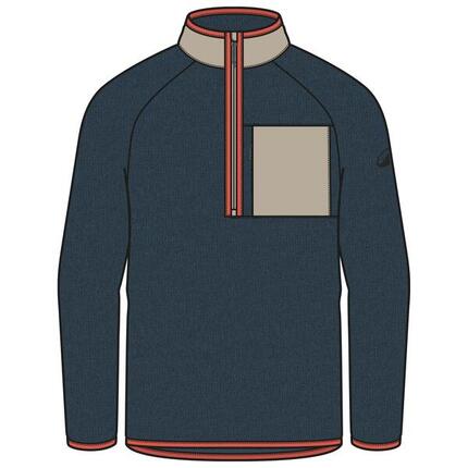 Pull de randonnée homme, NH500 Demi-zip bleu