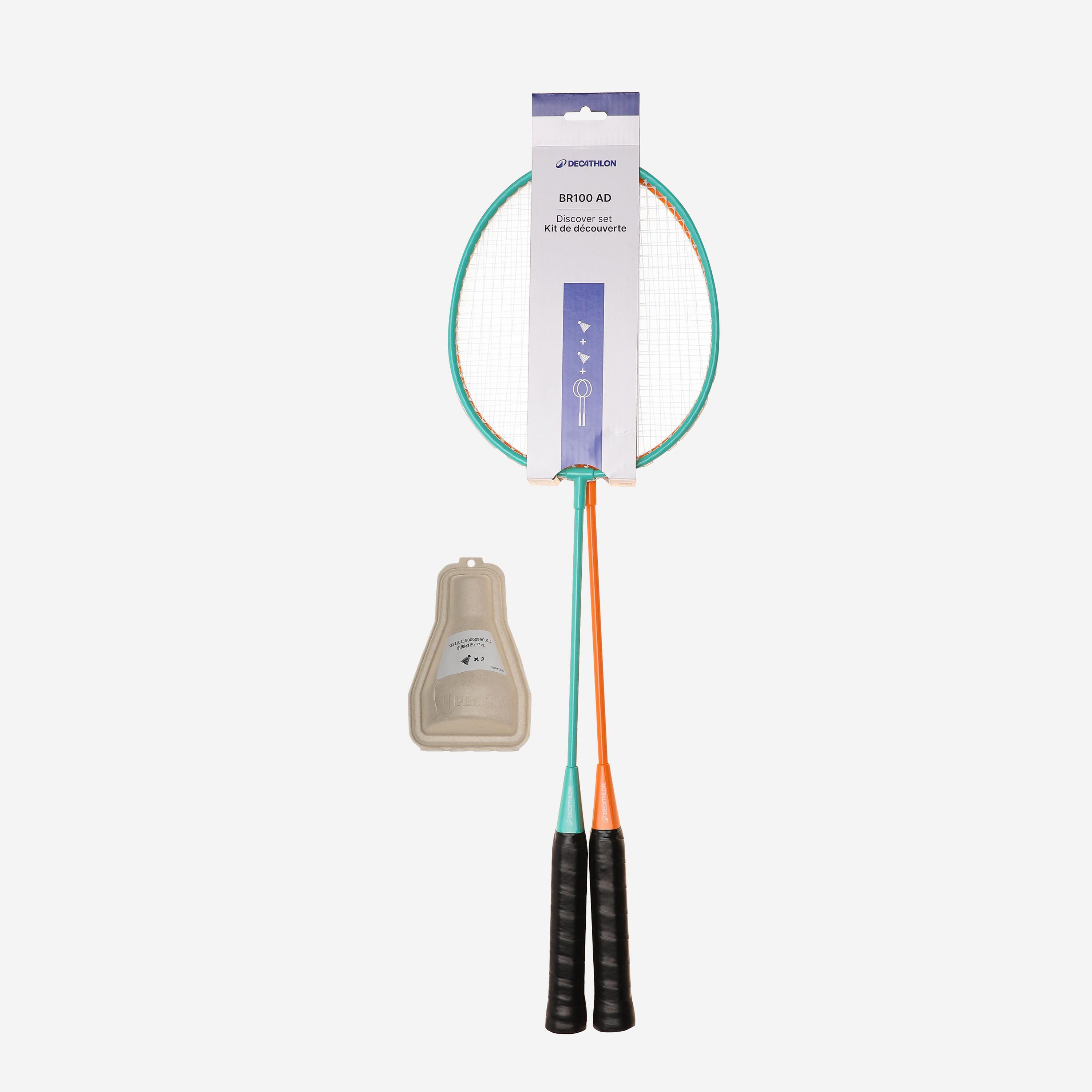 Badmintonset voor volwassenen starterset BR100 turquoise oranje 3/8