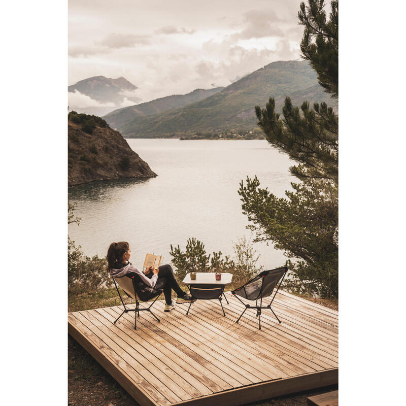 Masă joasă compactă de Camping 500 Bej-Verde