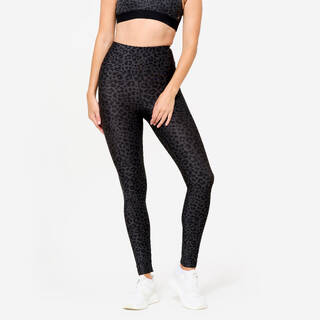 Women's breathable high-waisted sports leggings, dark grey print