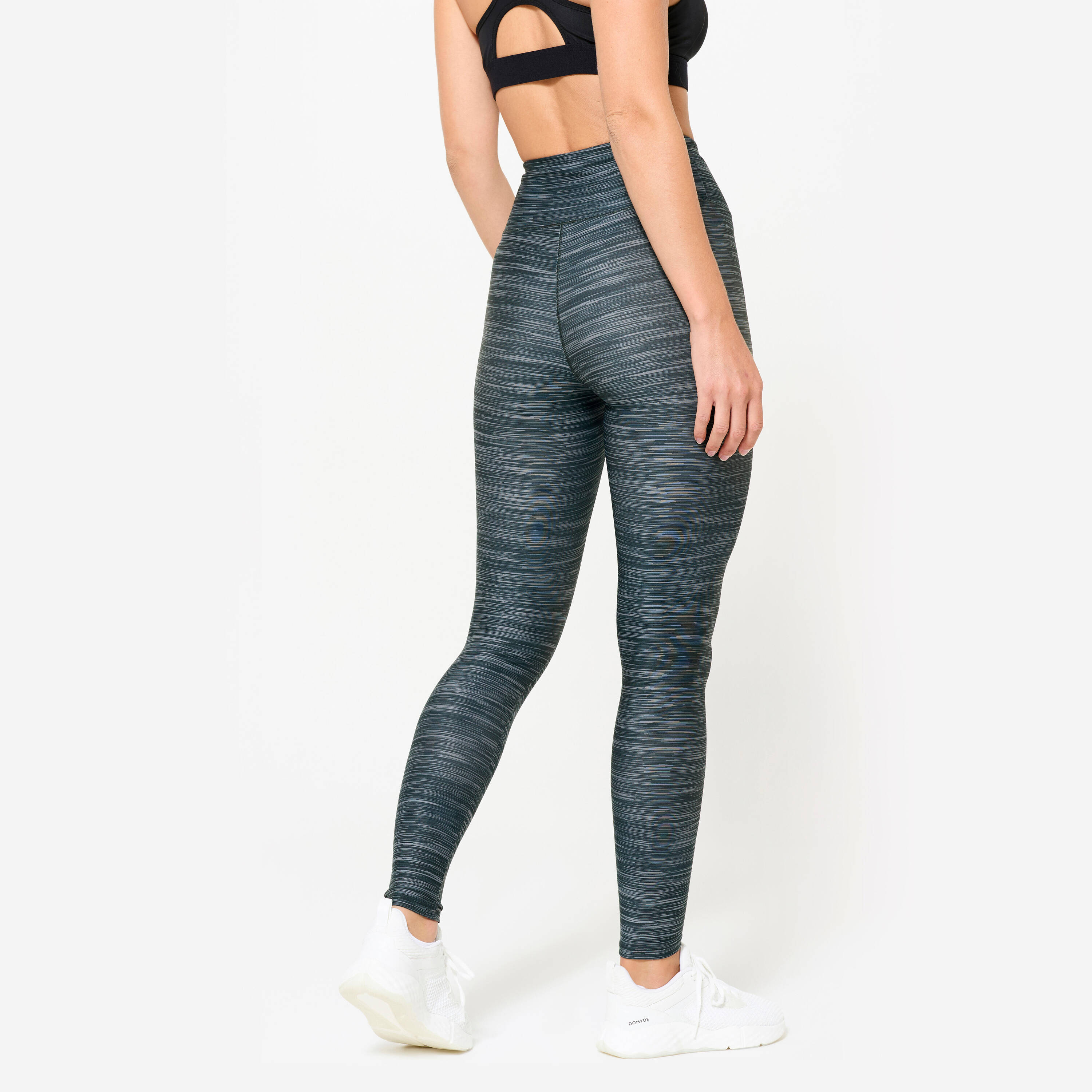 Women's High-Waisted Fitness Leggings - Mottled Grey -  4