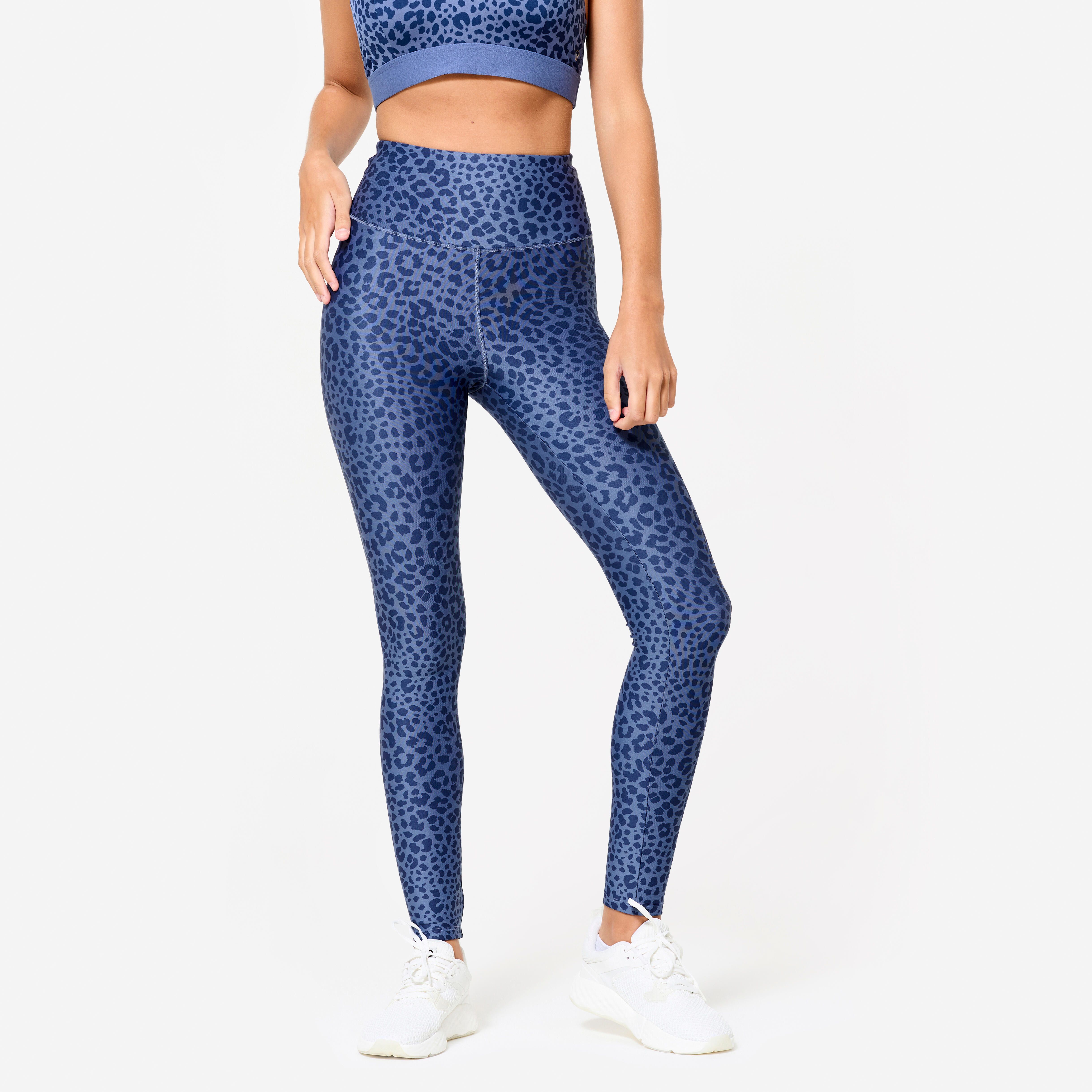 Domyos Leggings Damen hoher Taillenbund – Leopardenprint blau | 03608392381096 Domyos Leggings Damen hoher Taillenbund – Leopardenprint blau | 03608392381096