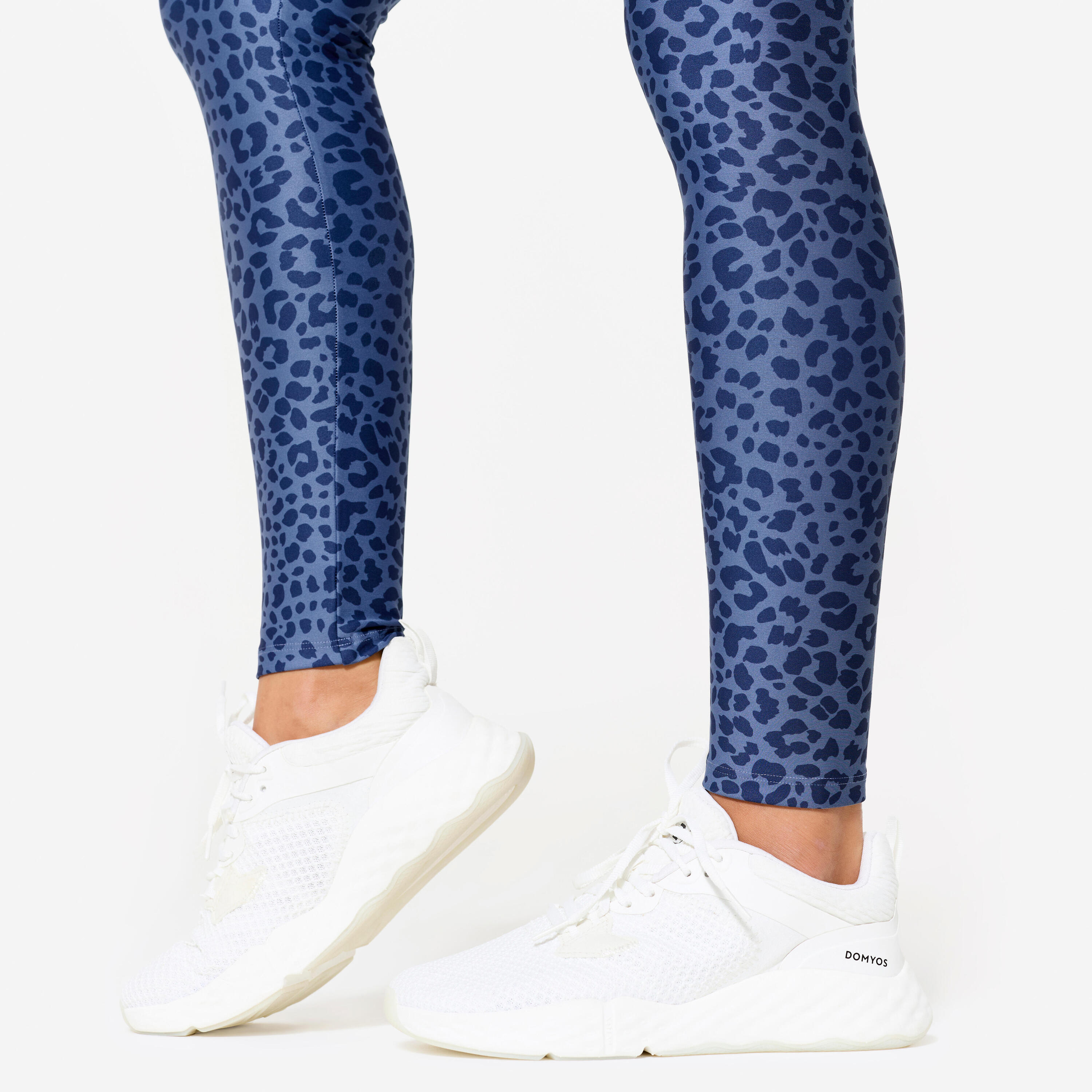 Fitnesslegging met hoge taille dames luipaardprint blauw 6/6