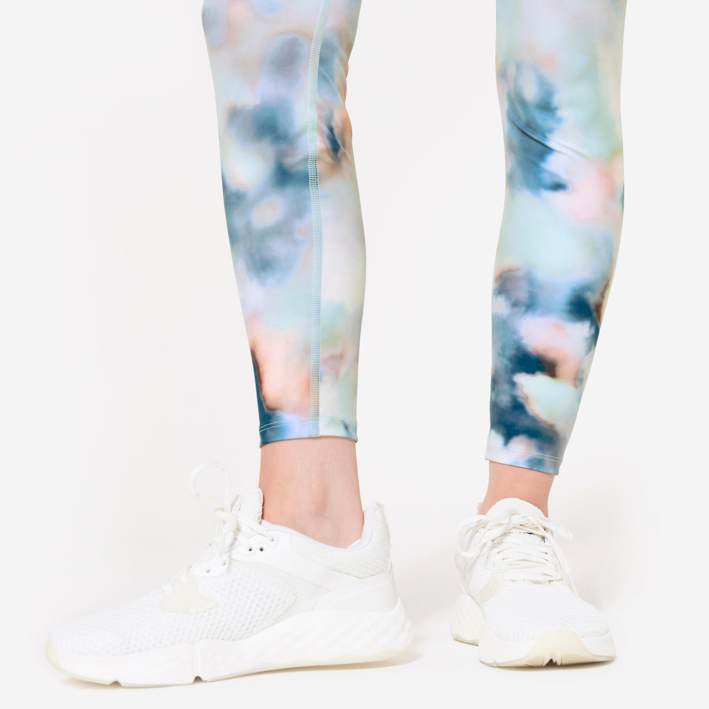 Leggings mit hohem Taillenbund Cardio-Fitness Damen, bedruckt 6/7