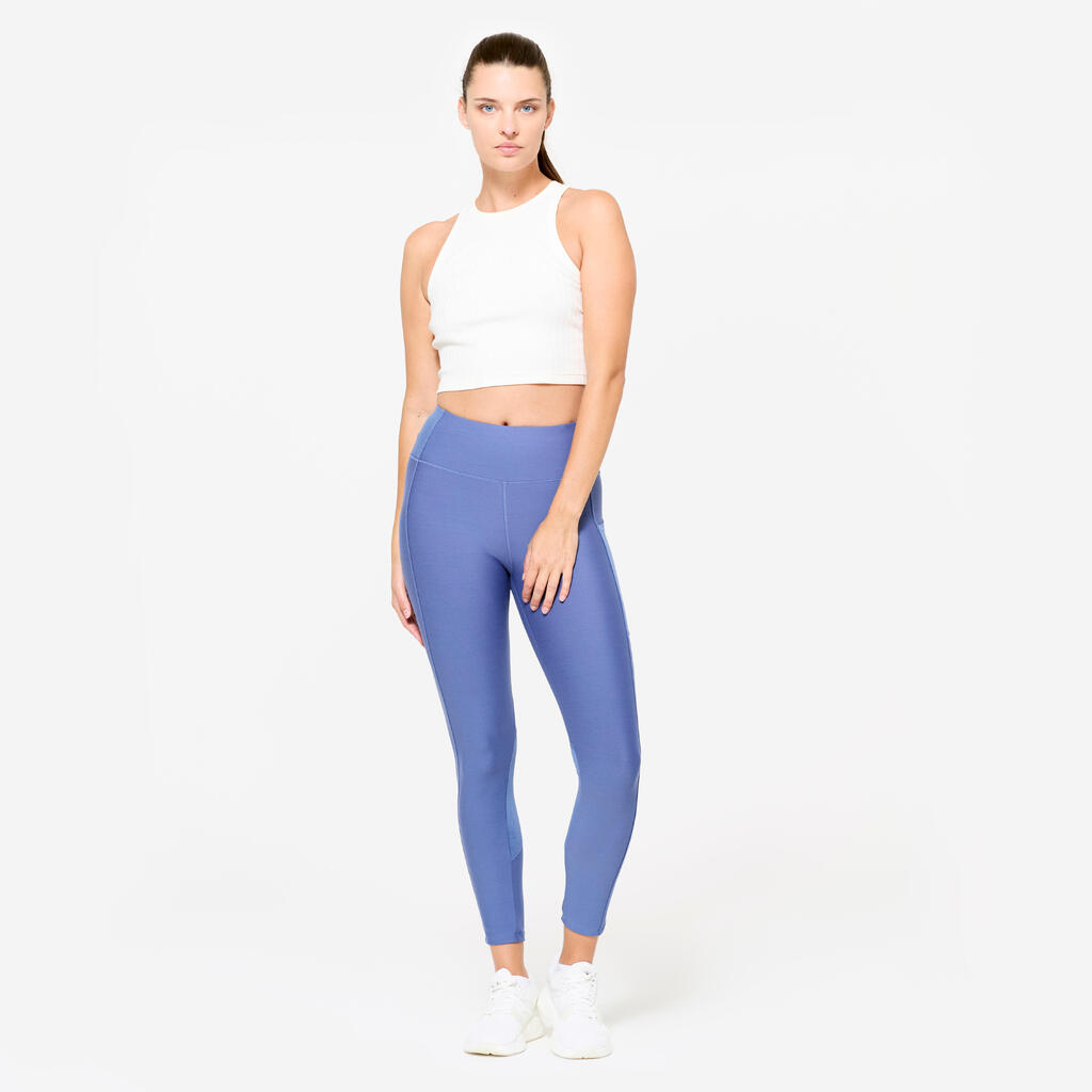 Legging fitness avec poche téléphone femme, bleu comète