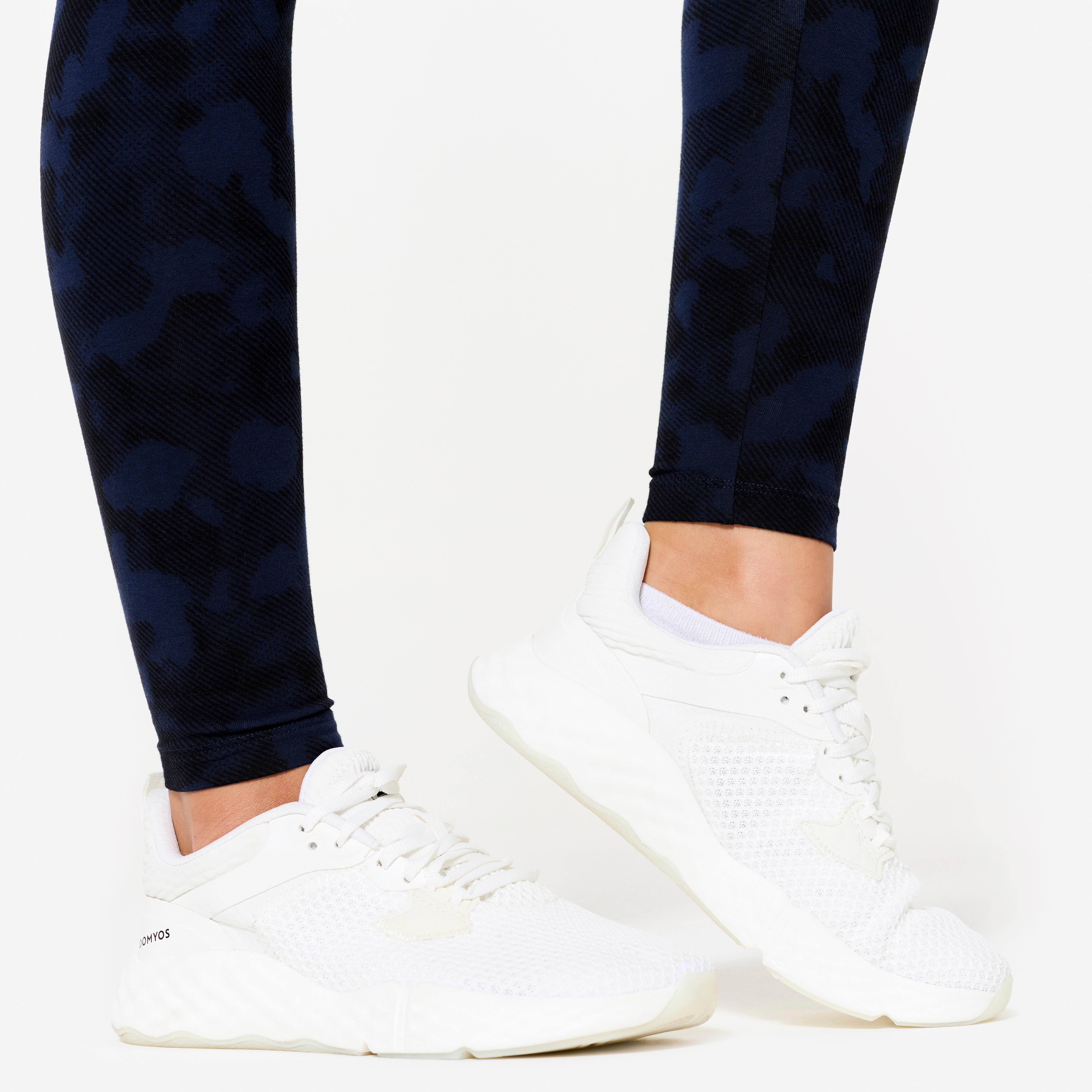 Women's Cotton Fitness Leggings - Black/Blue - DOMYOS