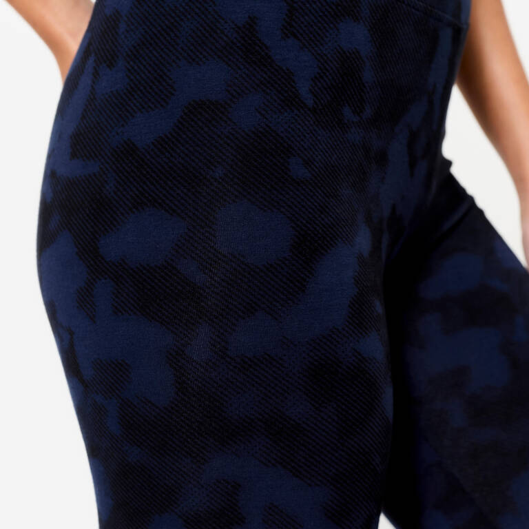 Women's Cotton Fitness Leggings - Black/Blue