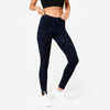 Legging de fitness en coton femme, noir et bleu