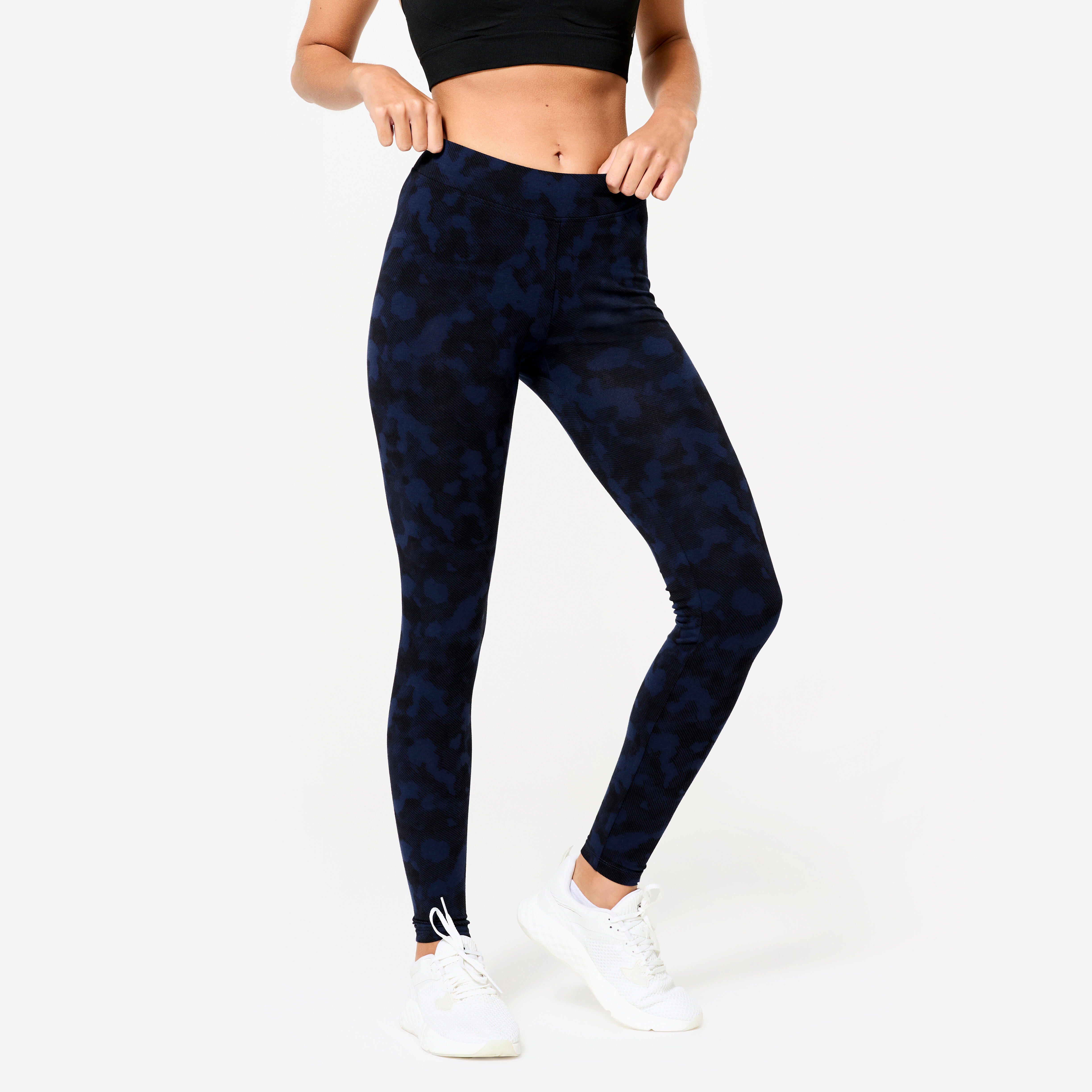 Women's Cotton Fitness Leggings Black/Blue