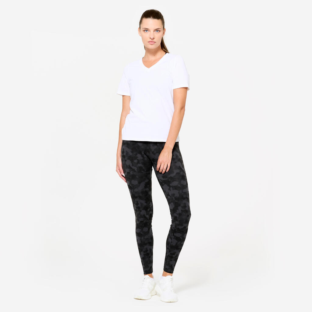 Legging de fitness en coton femme, gris ardoise