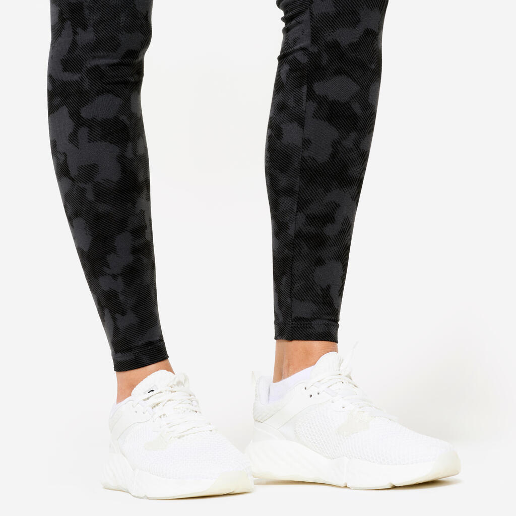 Legging de fitness en coton femme, gris ardoise