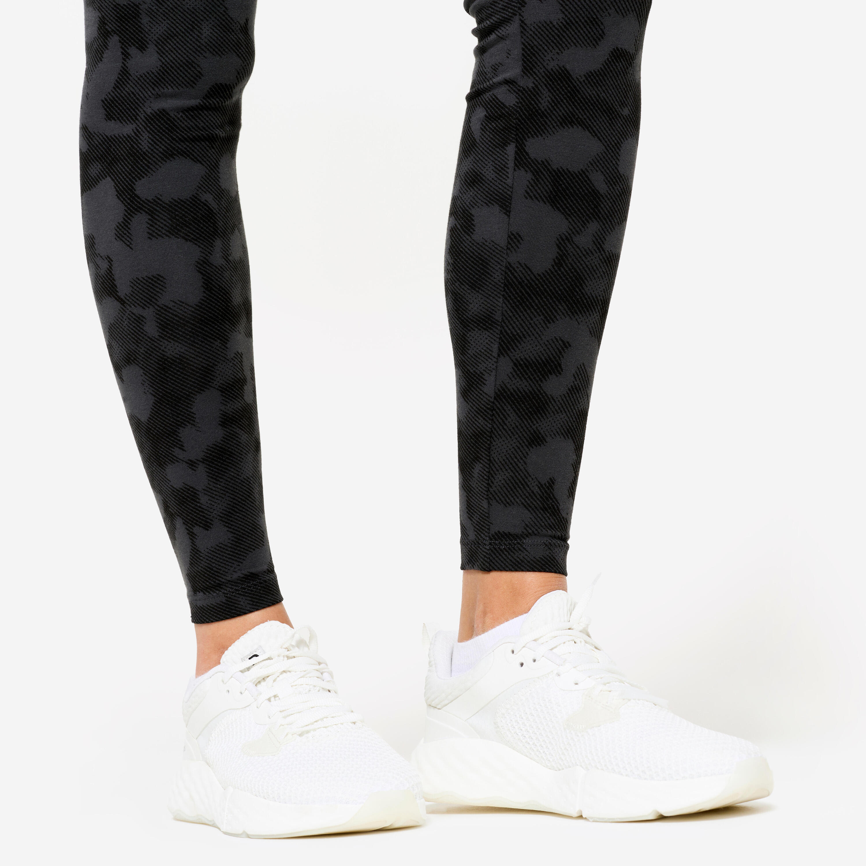 Leggings donna palestra cotone con tasca grigi 7/7