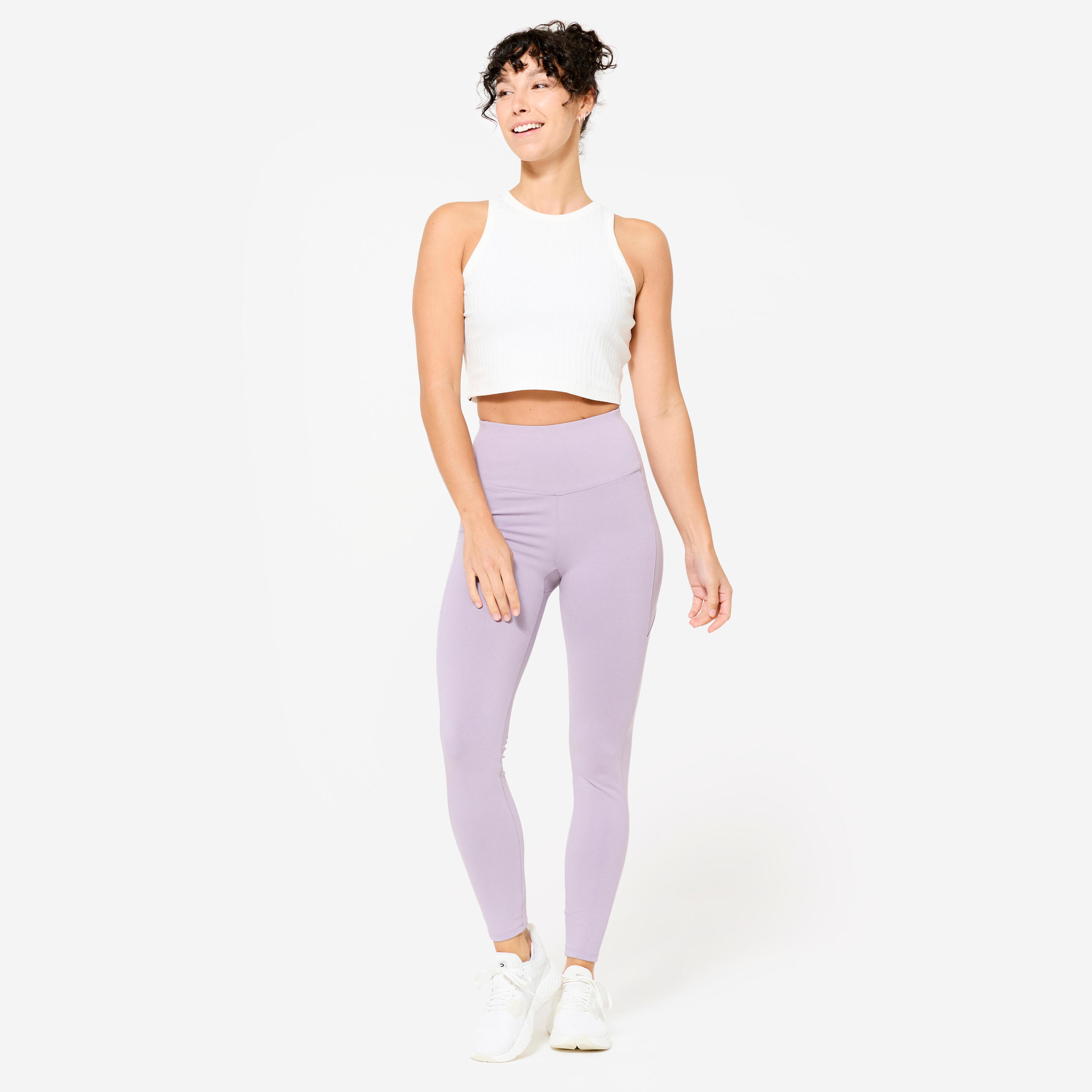 Women's High-Waisted Fitness Leggings - Smoky Purple 2/6