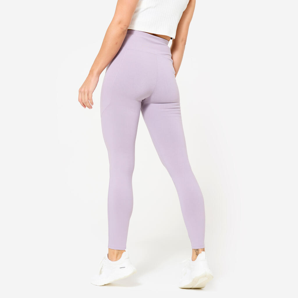 Legging de fitness taille haute femme, violet fumé