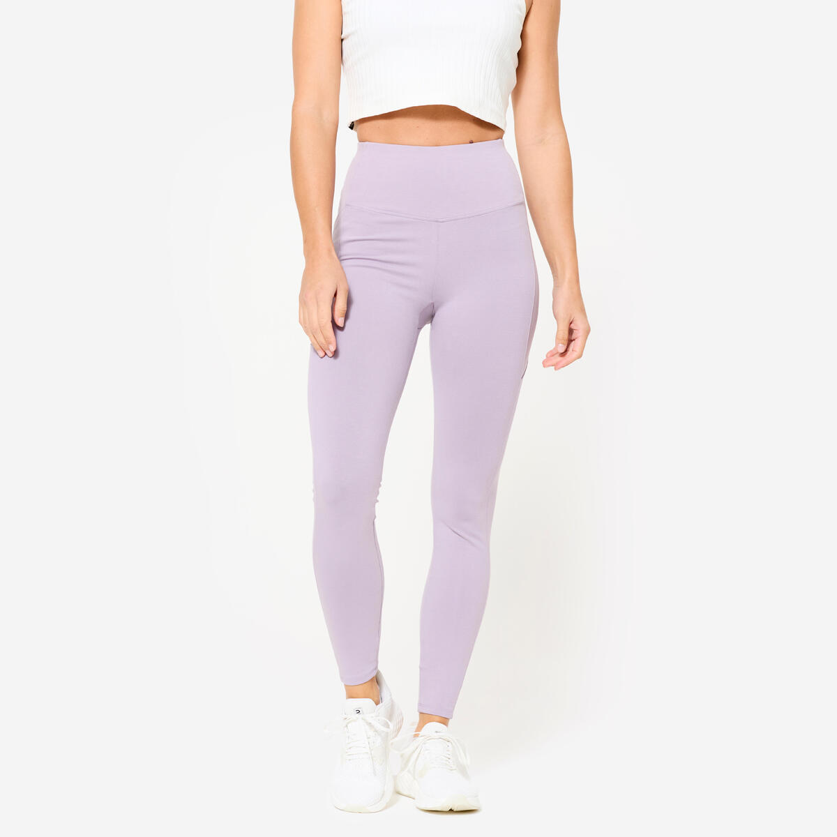 Legging de fitness taille haute femme, violet fumé