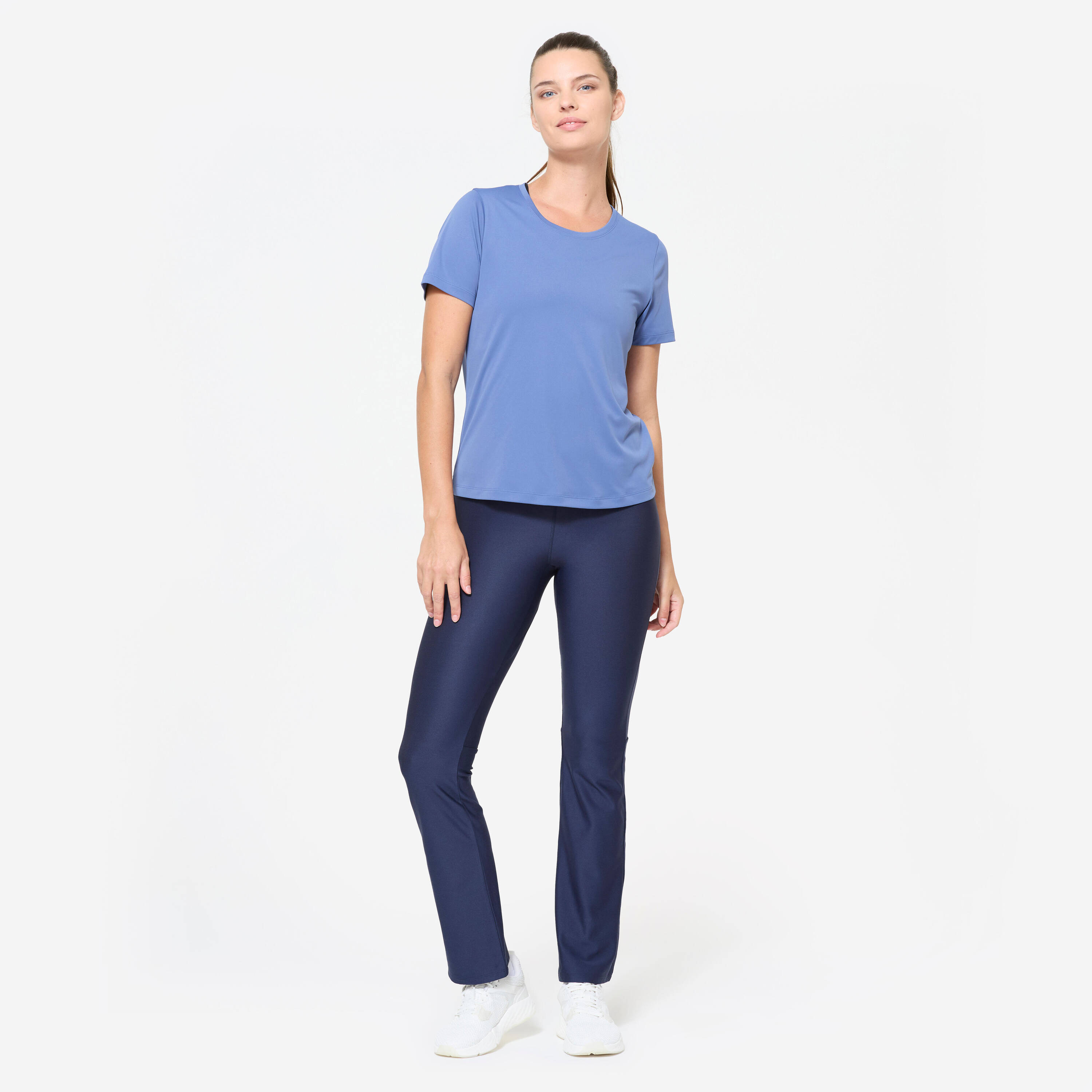 Women Gym Trackpants, Flared and Stretchable, Quick Dry, Opaque Fabric - Blue -  2