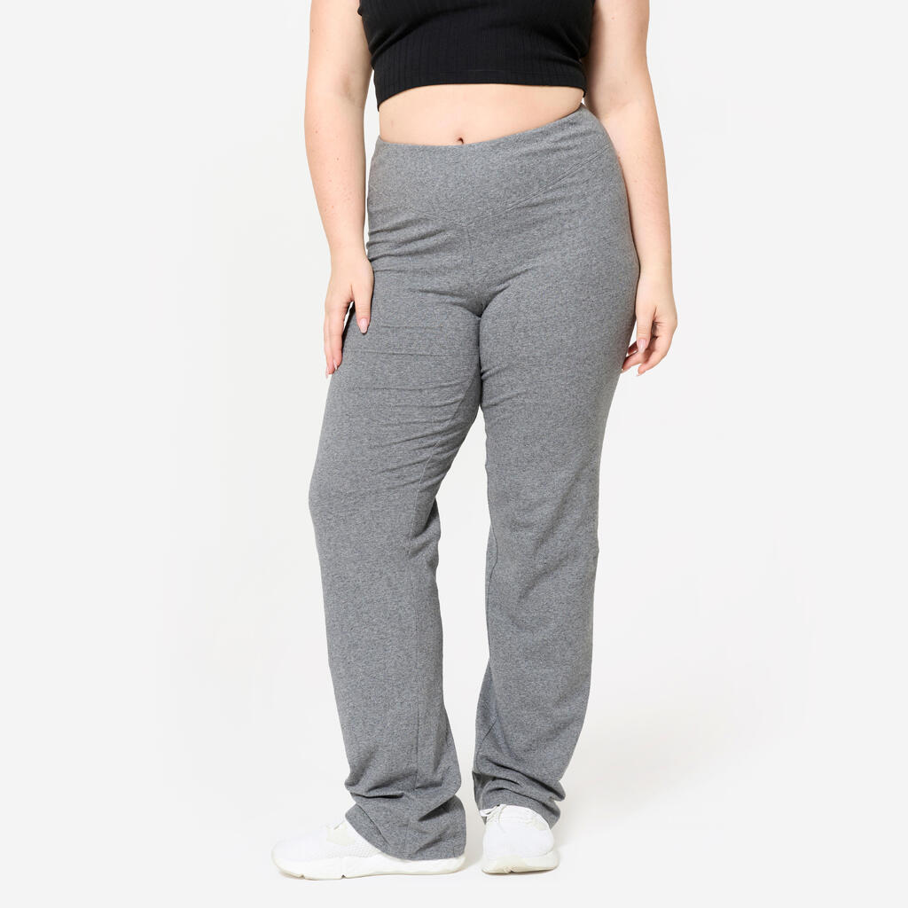 Legging de fitness évasé en coton femme, gris
