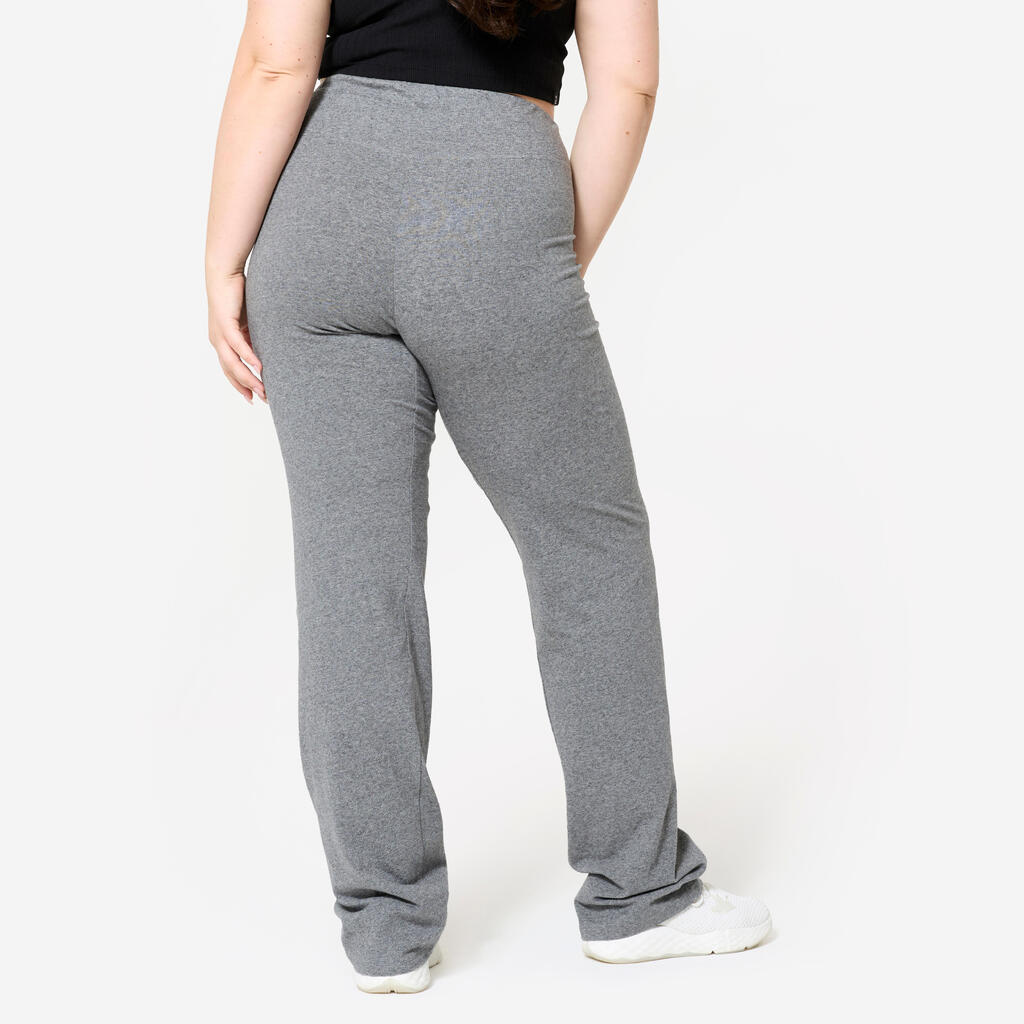 Legging de fitness évasé en coton femme, gris