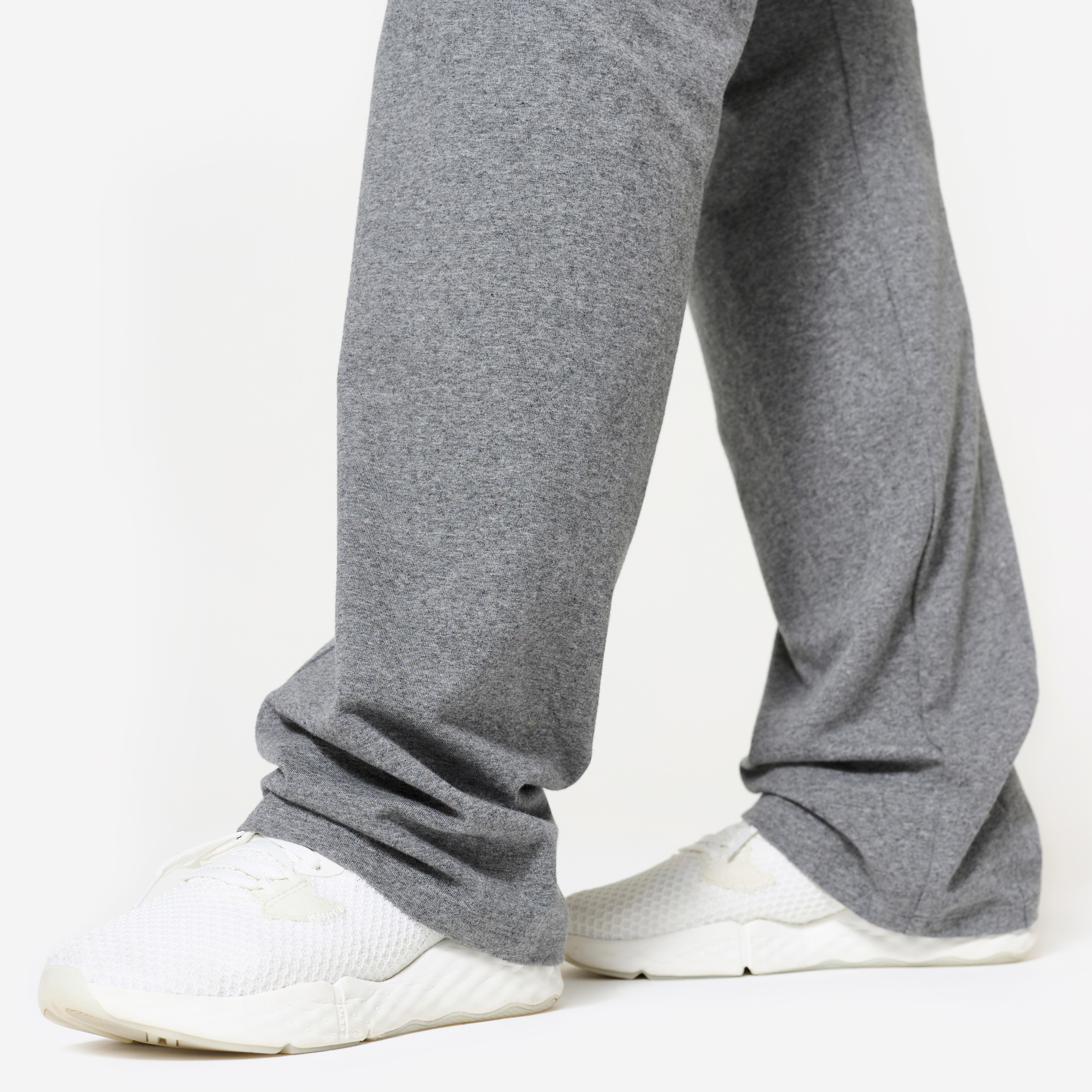 Women Gym Fitness Leggings, 100% Cotton, Flared Fit, 500 - Iron Grey