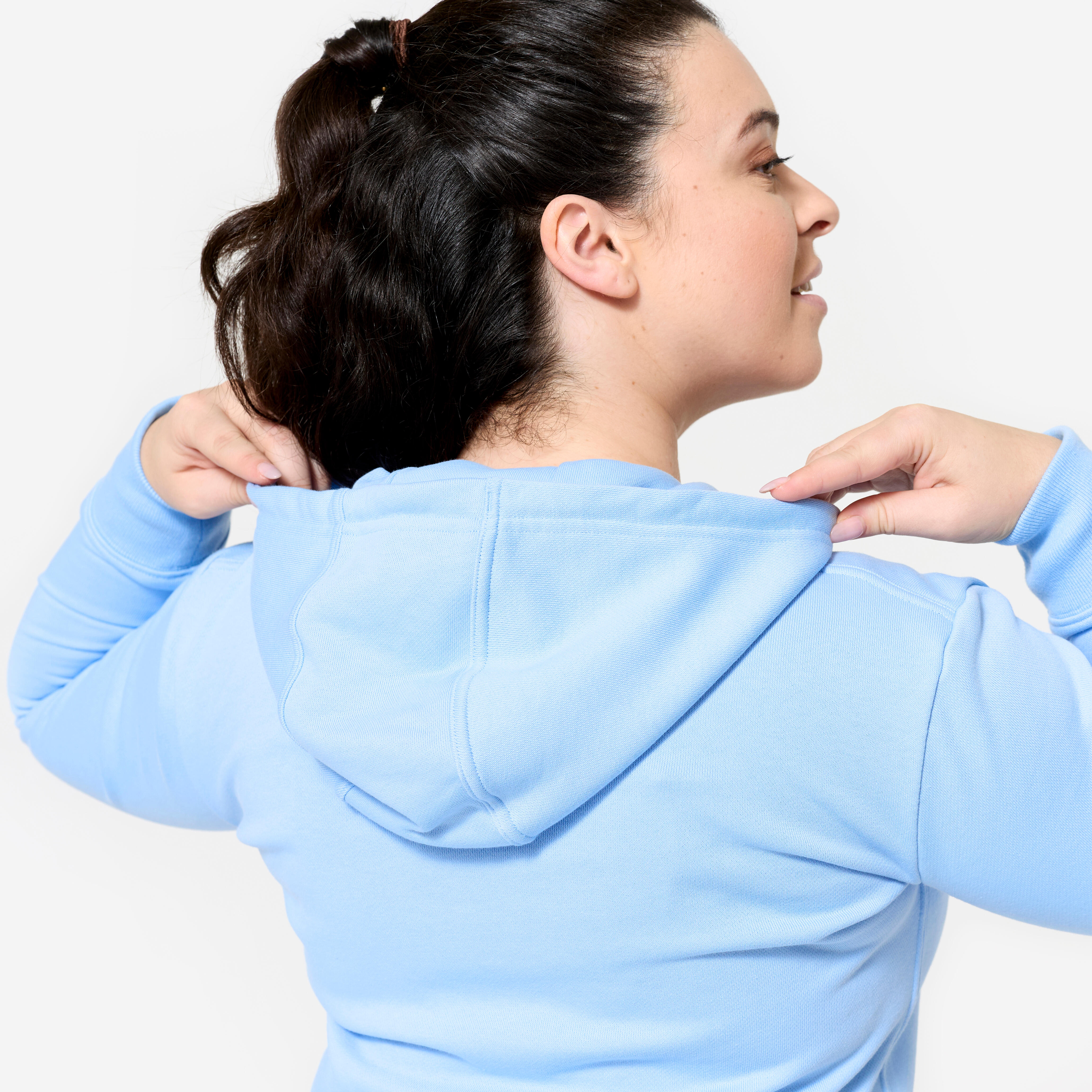 Women's Cotton Sweatshirt Hoodie - Essentials 500 Light Blue - DOMYOS