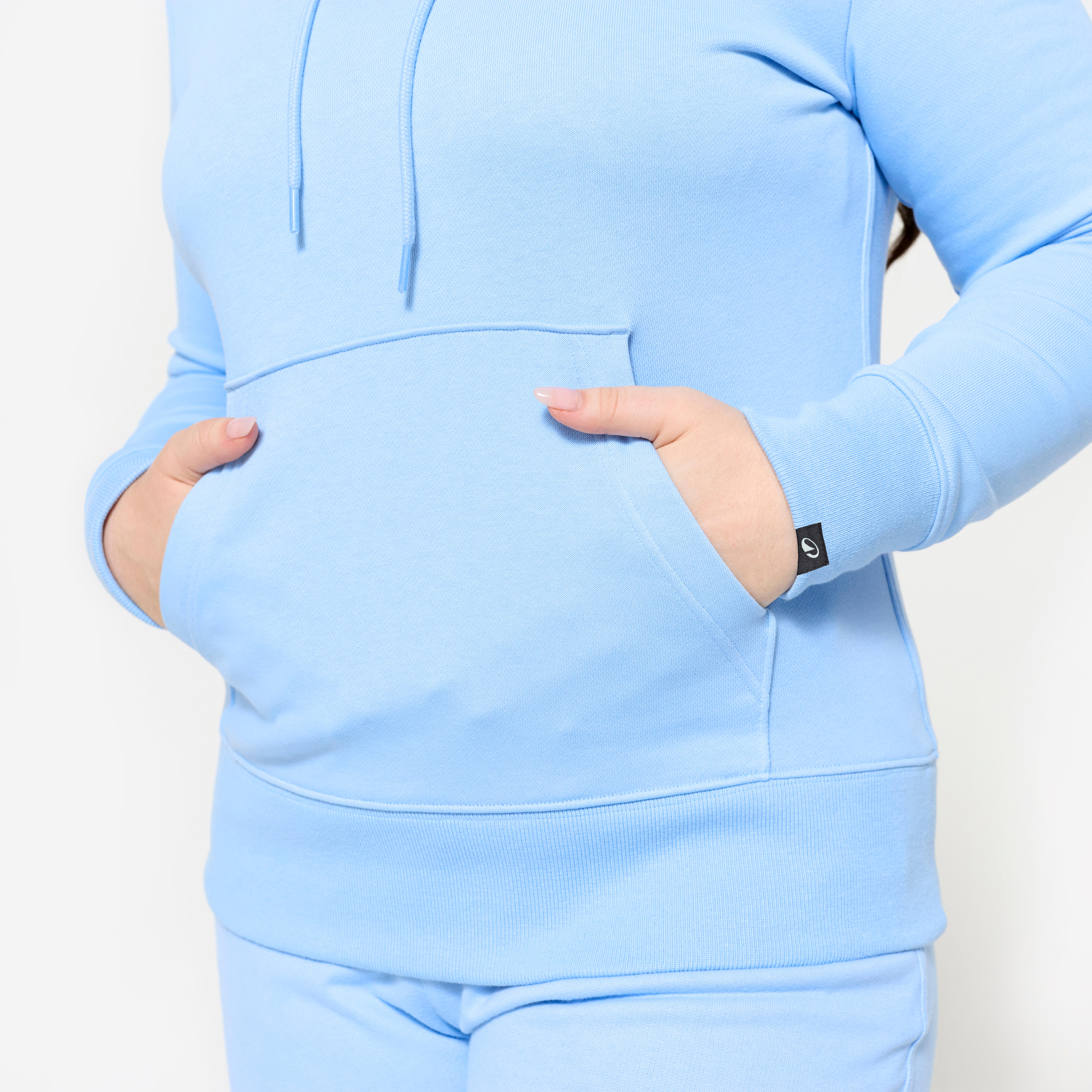 Women's Cotton Sweatshirt Hoodie - Essentials 500 Light Blue - DOMYOS