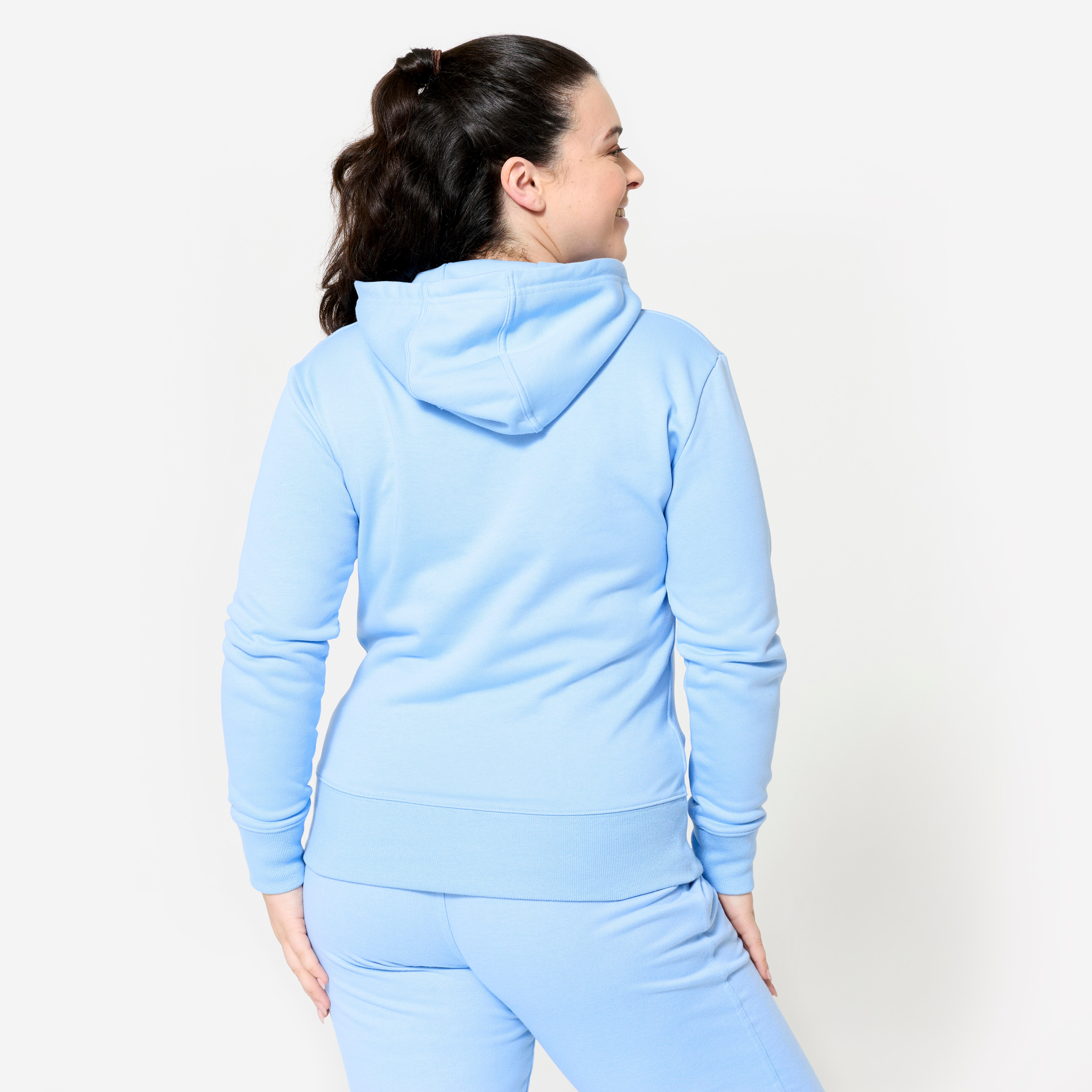Women's Cotton Sweatshirt Hoodie - Essentials 500 Light Blue - DOMYOS