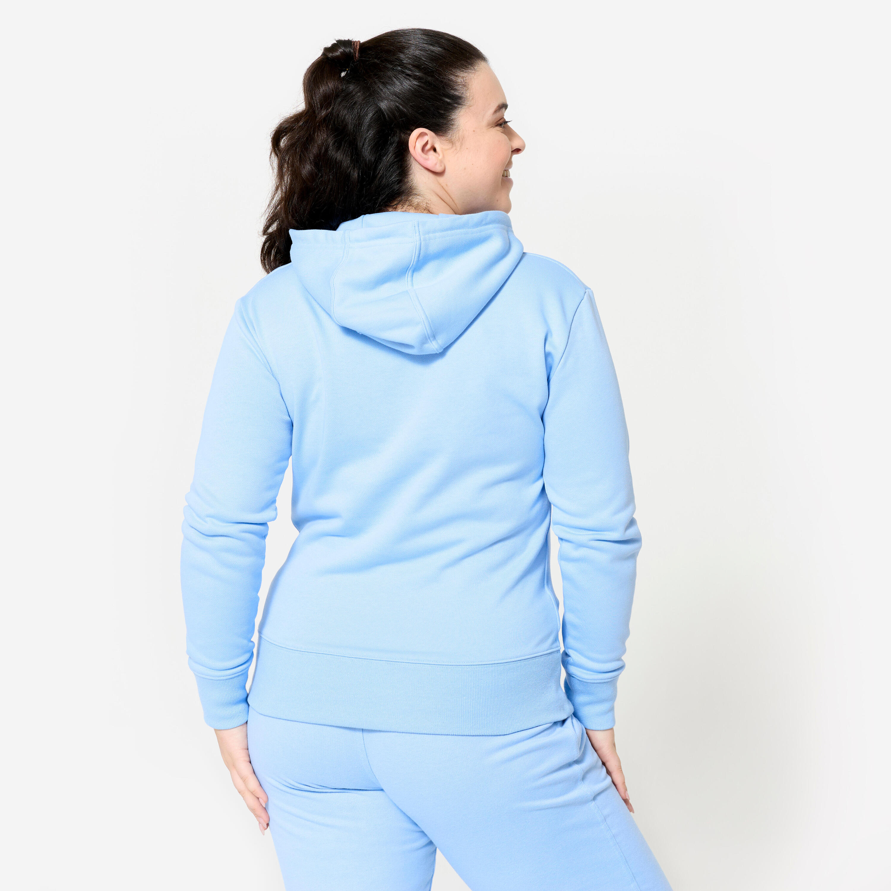 Dames hoodie katoen lichtblauw 4/9