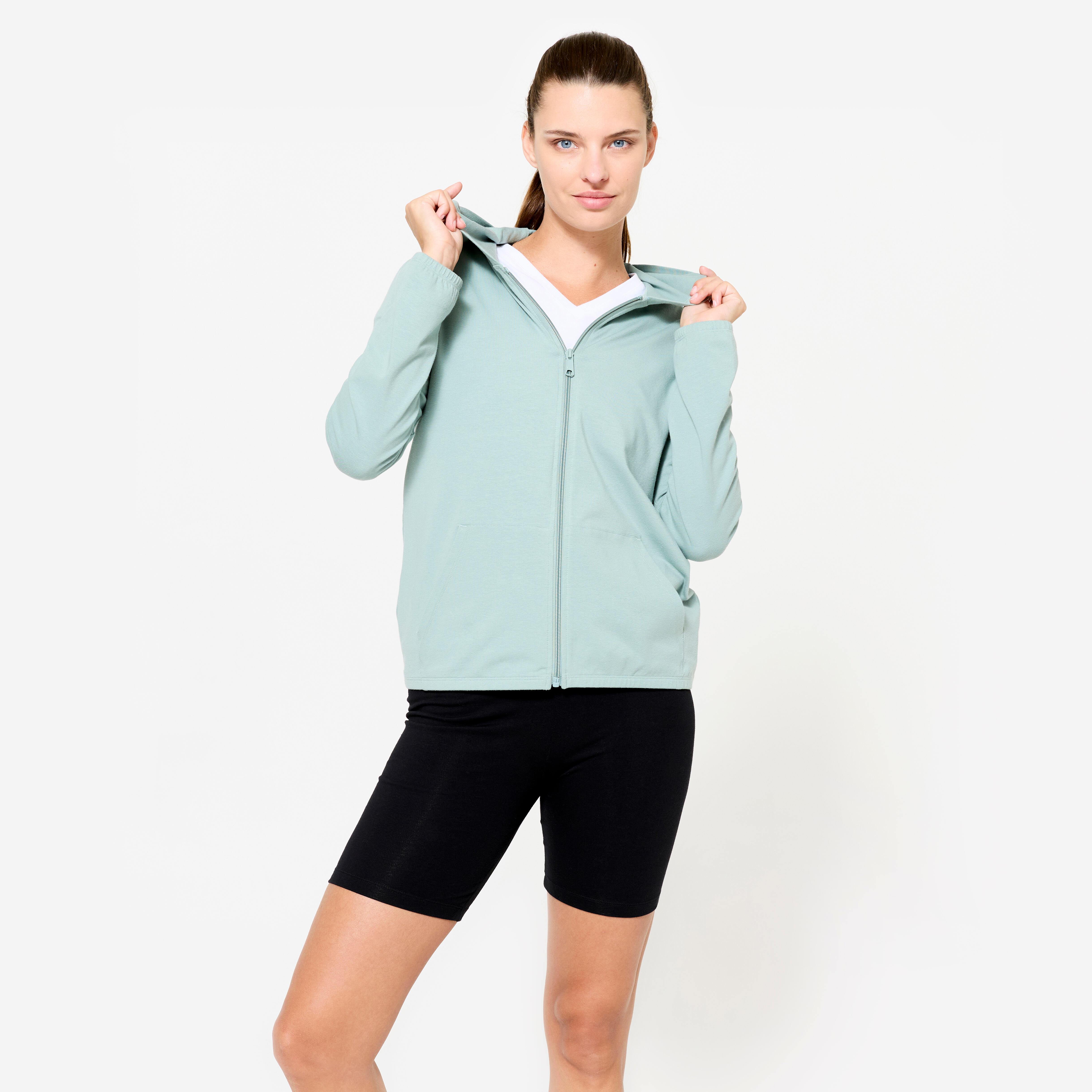 Hanorac Fitness cu fermoar Verde Damă
