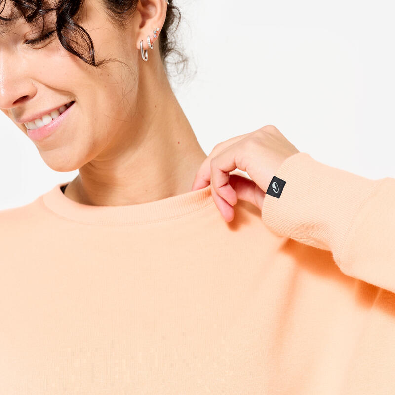 Sweat de fitness crop femme, pêche