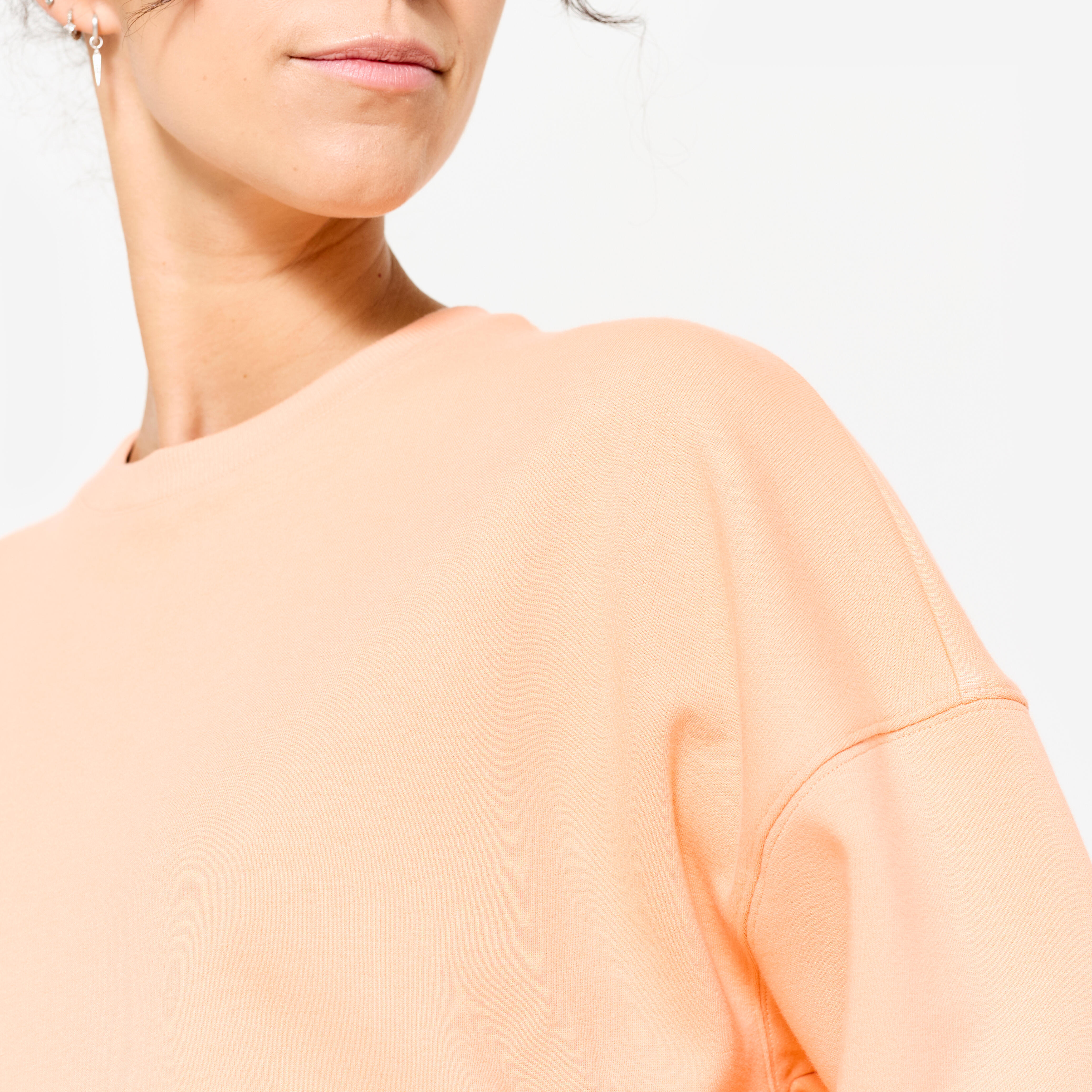 Chandail court en coton ouaté femme – 520 orange - DOMYOS