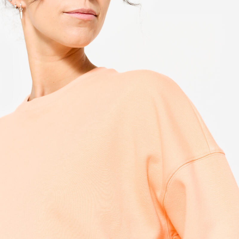Sweat de fitness crop femme, pêche