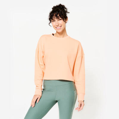 Felpa donna palestra cropped pesante nera