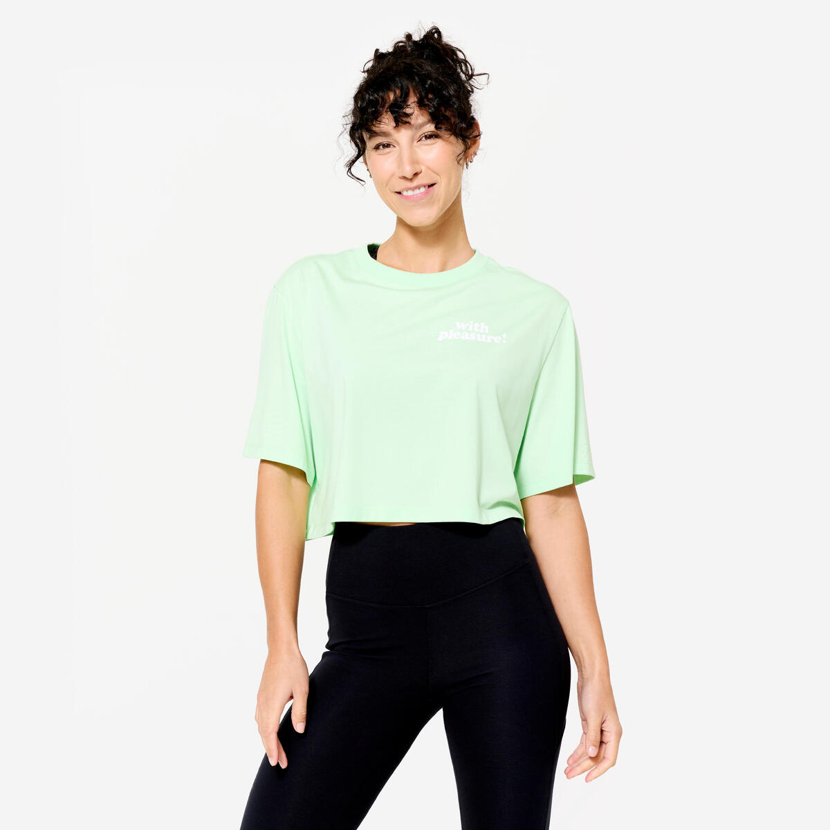 T-shirt crop top femme, vert clair