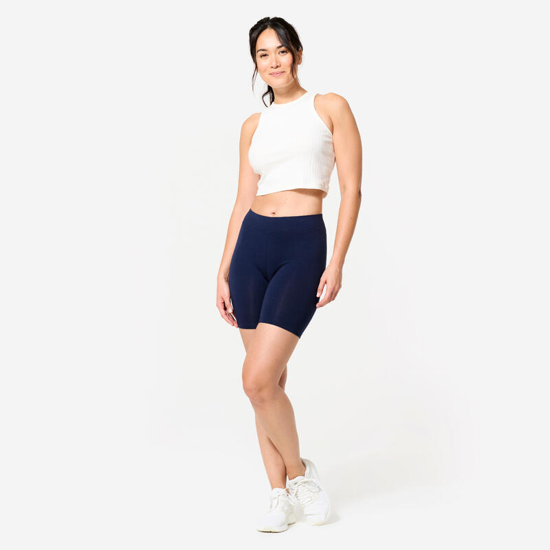 Bikershort voor fitness dames staalblauw