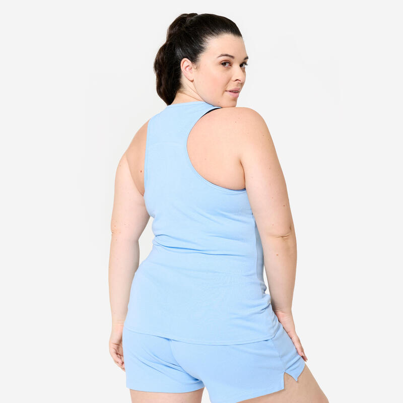 Maiou Slim guler rotund Fitness albastru Damă  