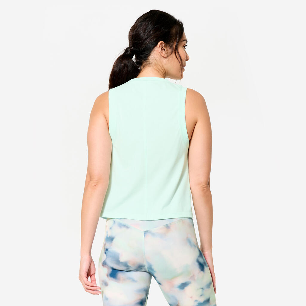 Débardeur crop top en coton femme, vert clair