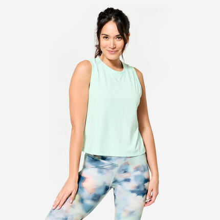 Débardeur crop top en coton femme, rose poudré