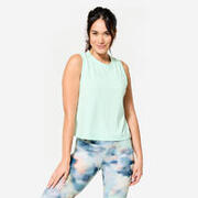 Tricou crop top din bumbac pentru fitness Verde deschis Damă