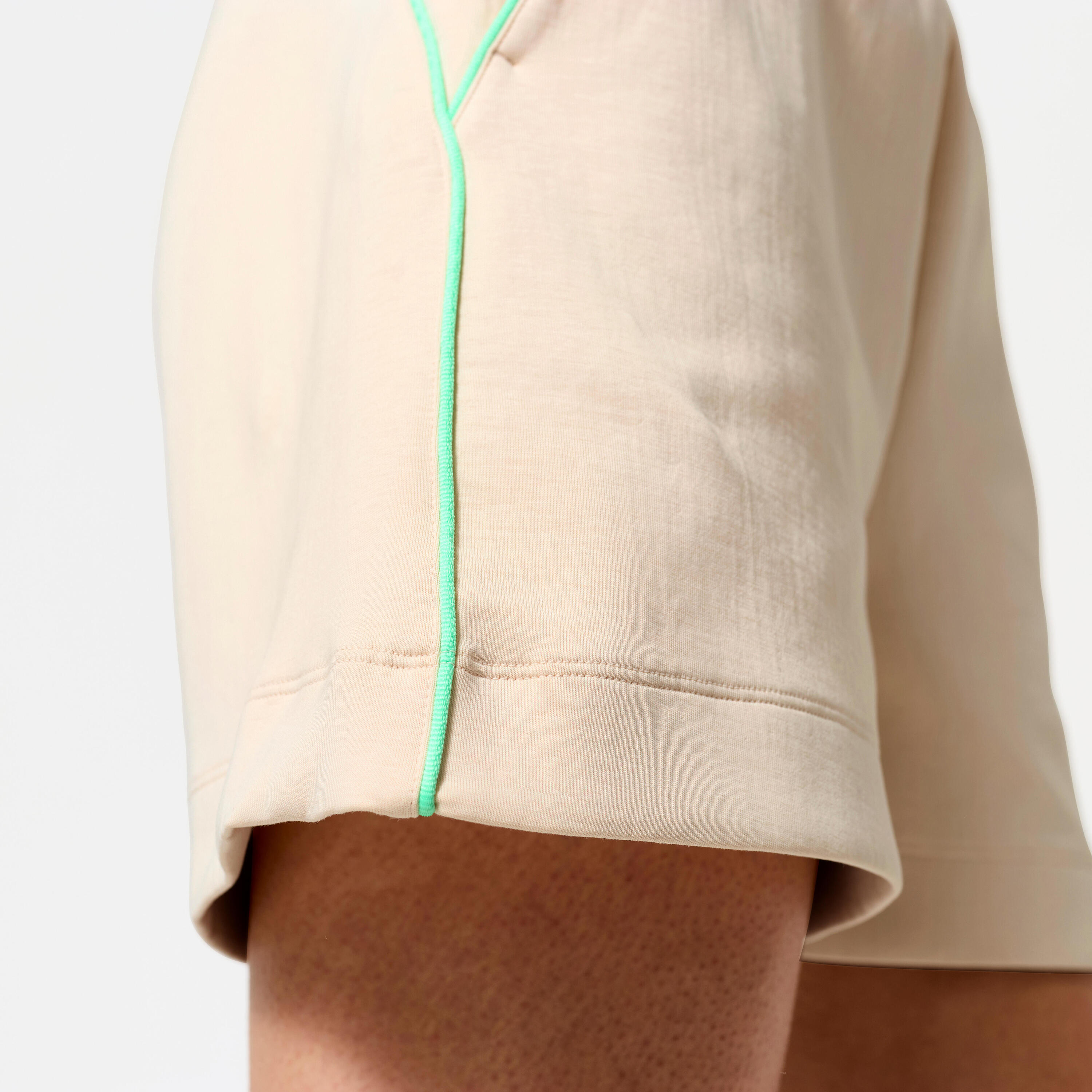 Women's Loose Fit Fitness Shorts - Beige and White 7/7