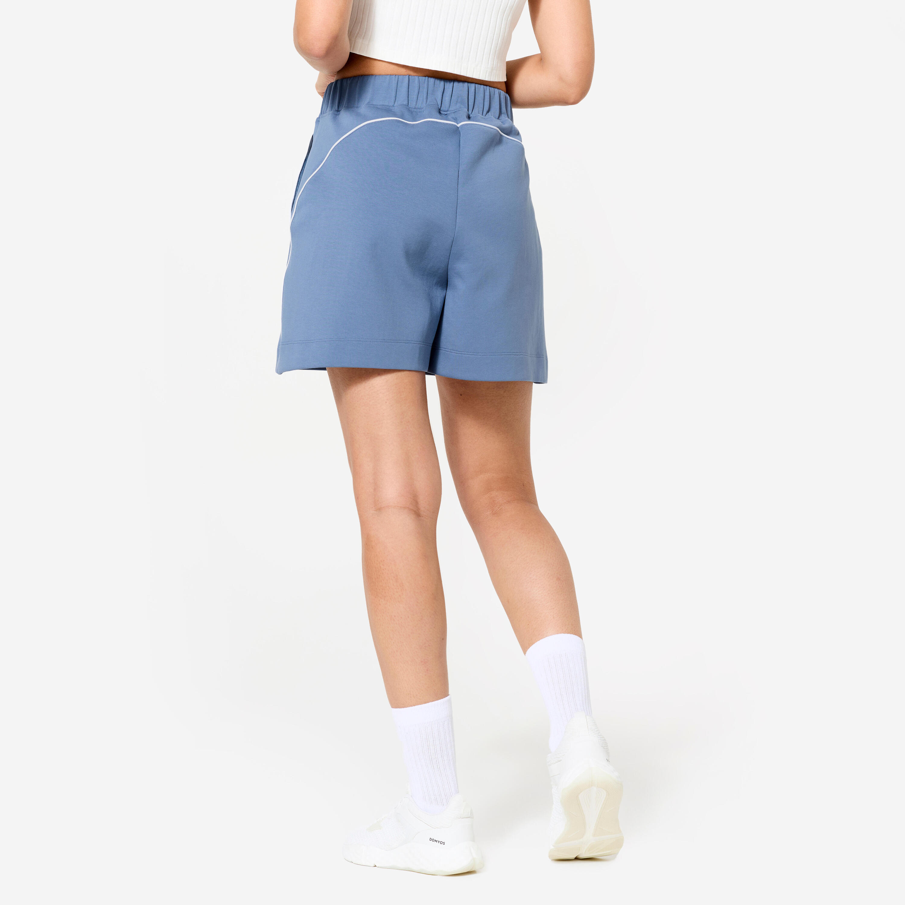 Women's Loose Fit Fitness Shorts - Blue and White 4/7
