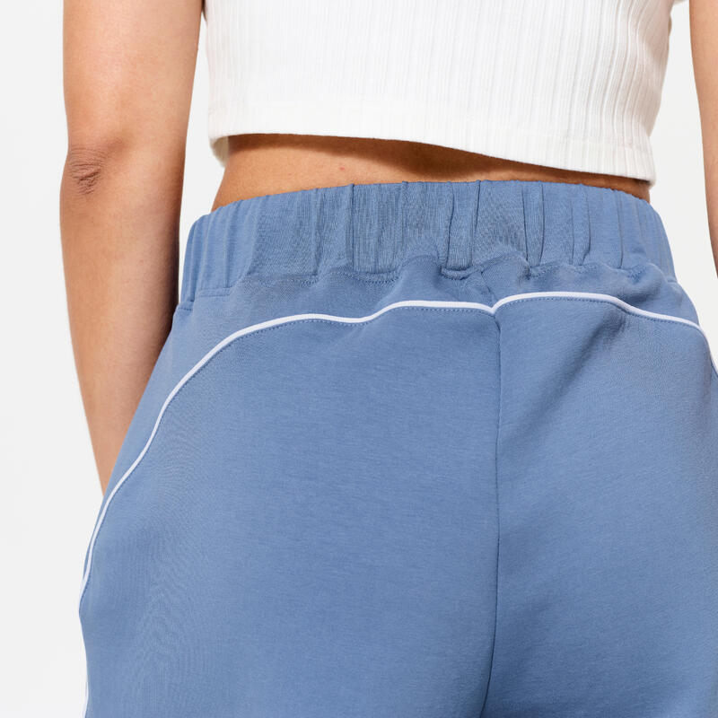 Pantalon scurt larg Fitness Albastru-Alb Damă
