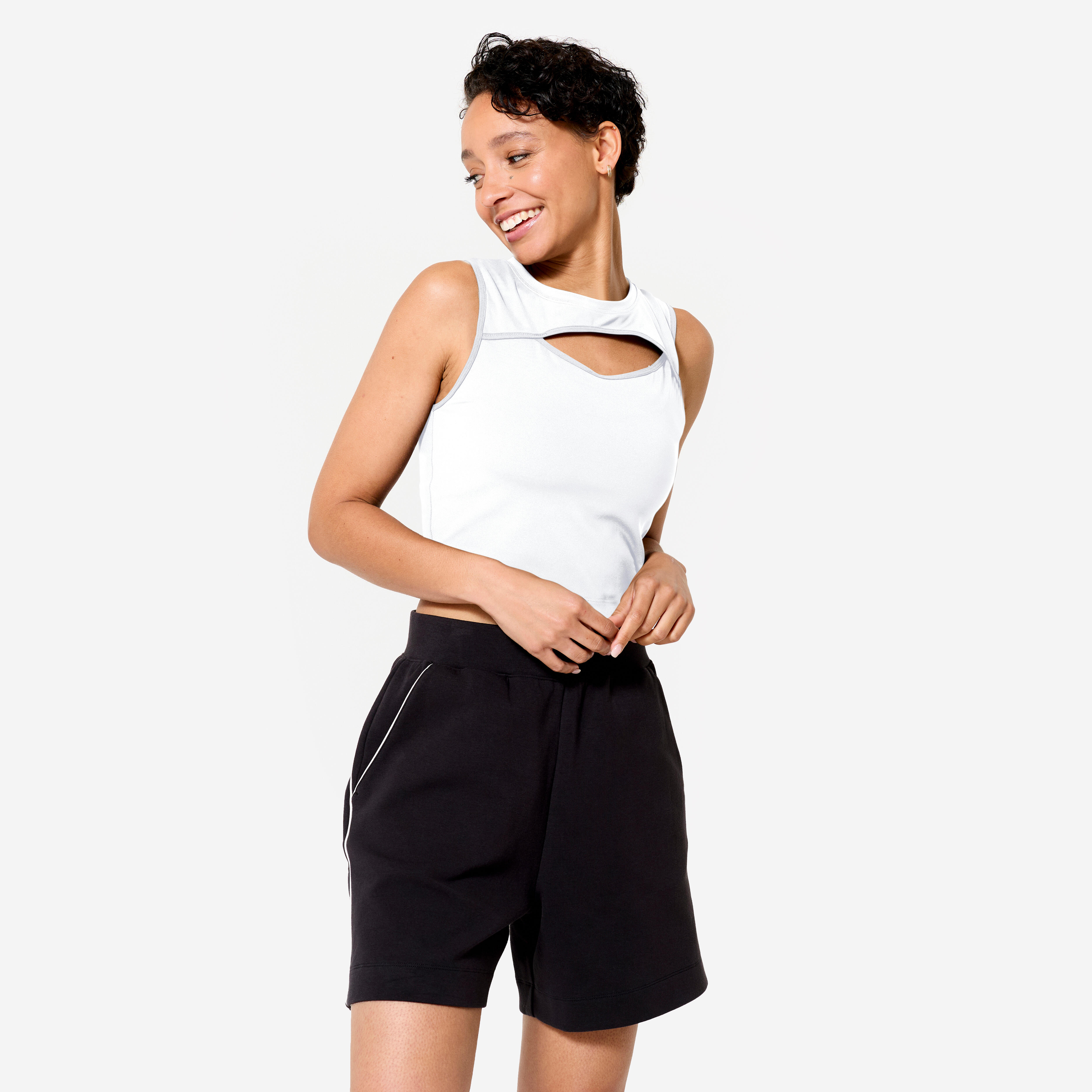 Domyos Crop Top Damen mit Brustloch – weiß | 03608392782442 Domyos Crop Top Damen mit Brustloch – weiß | 03608392782442