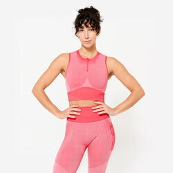Débardeur crop seamless femme, rouge et rose