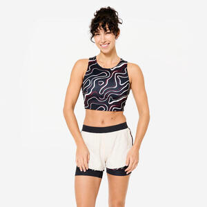 Camiseta Fitness Mujer Negro Crop-Top