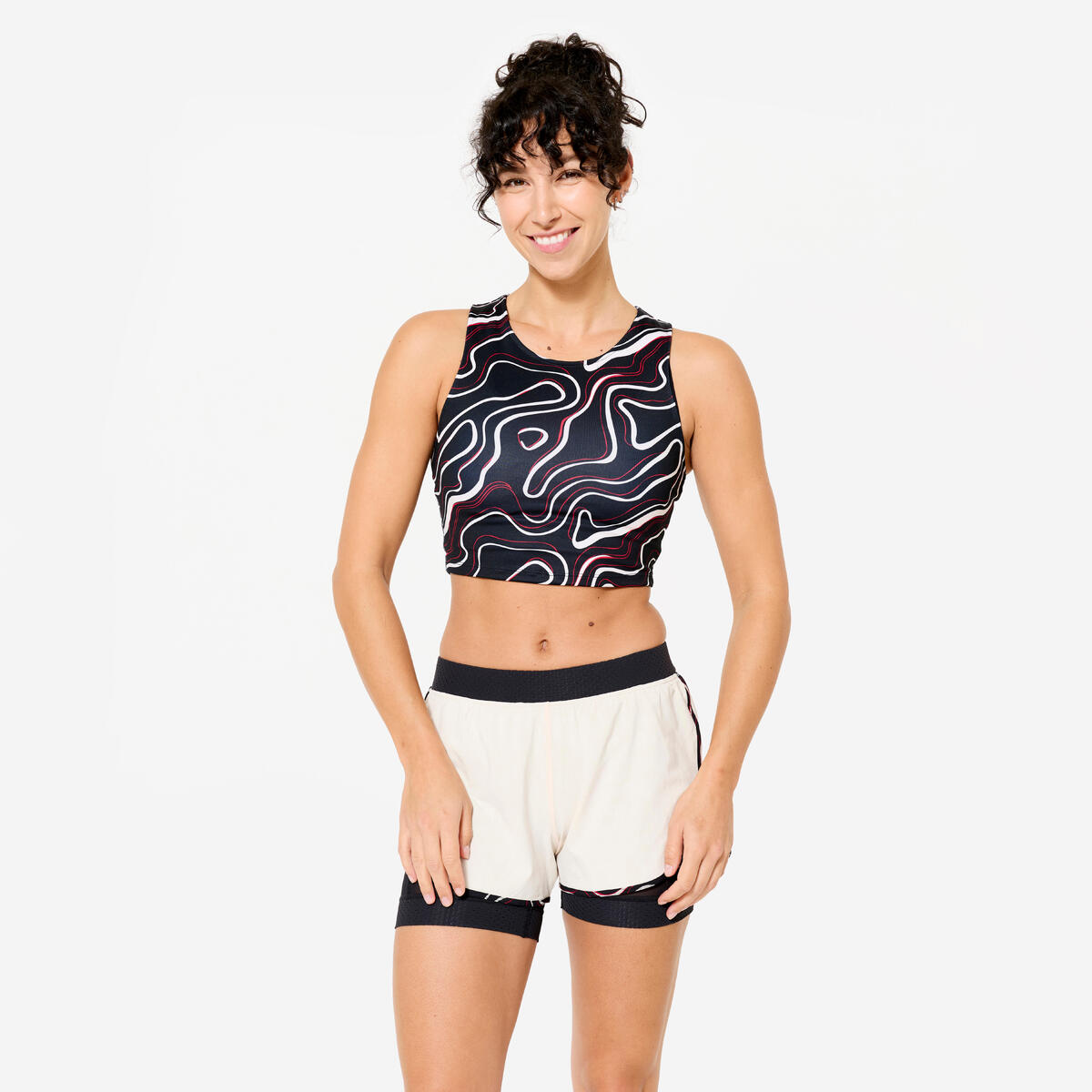 Crop top de fitness femme, noir