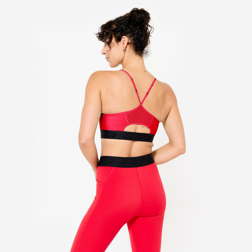 Women's Light Support Thin Crossover Strap Sports Bra - Red