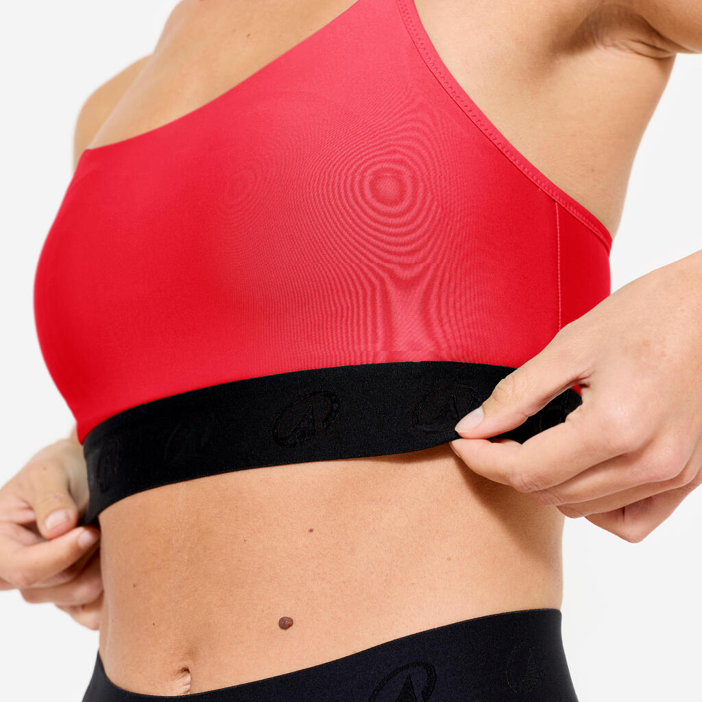 Women's Light Support Thin Crossover Strap Sports Bra - Red