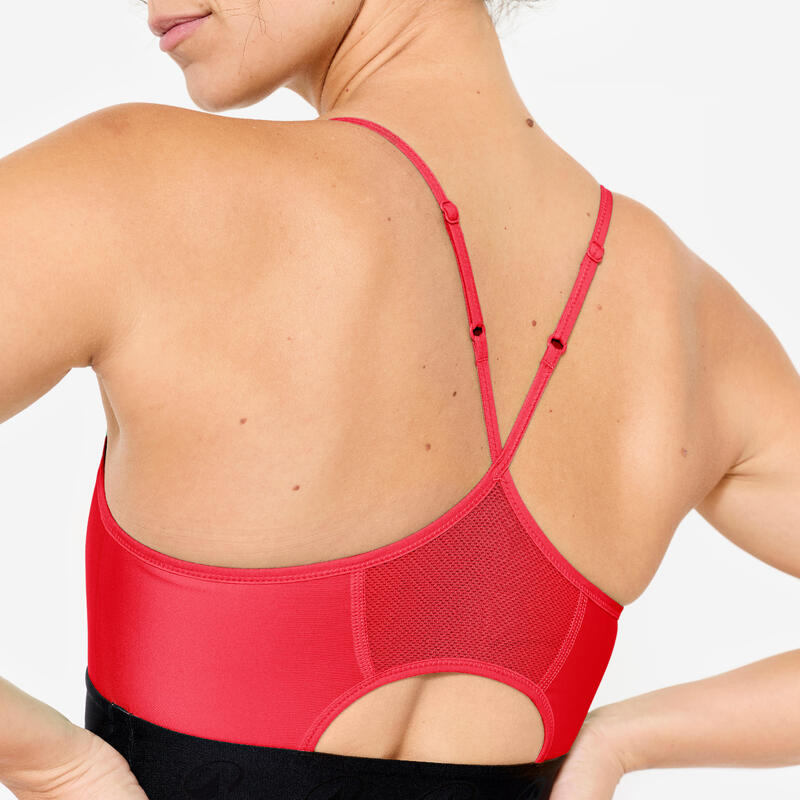 Brassière bretelles fines croisées maintien léger Femme, Rouge