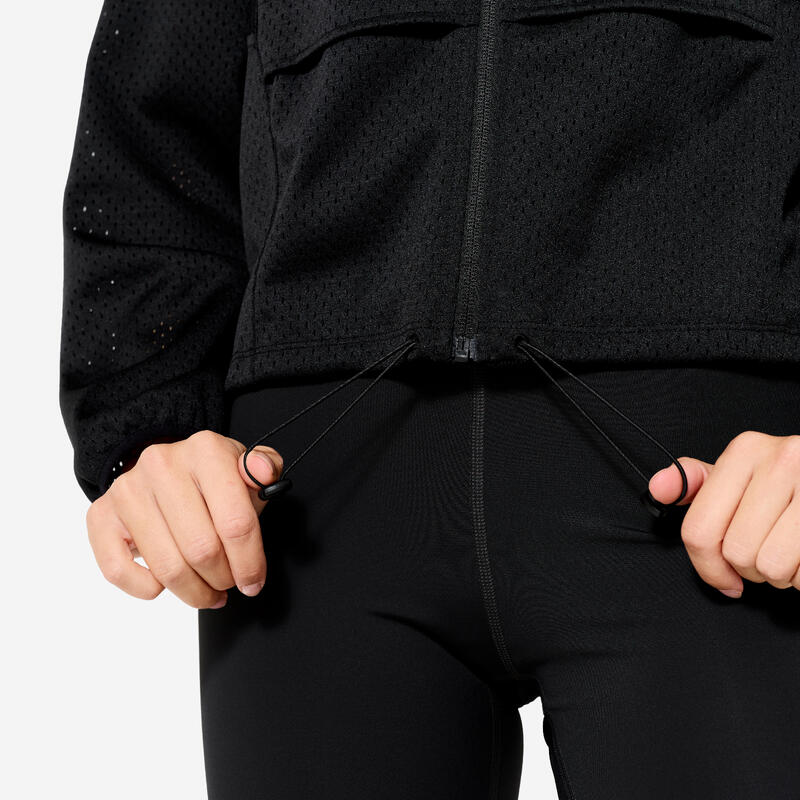 Veste de fitness légère matière perforée pour femme, noir