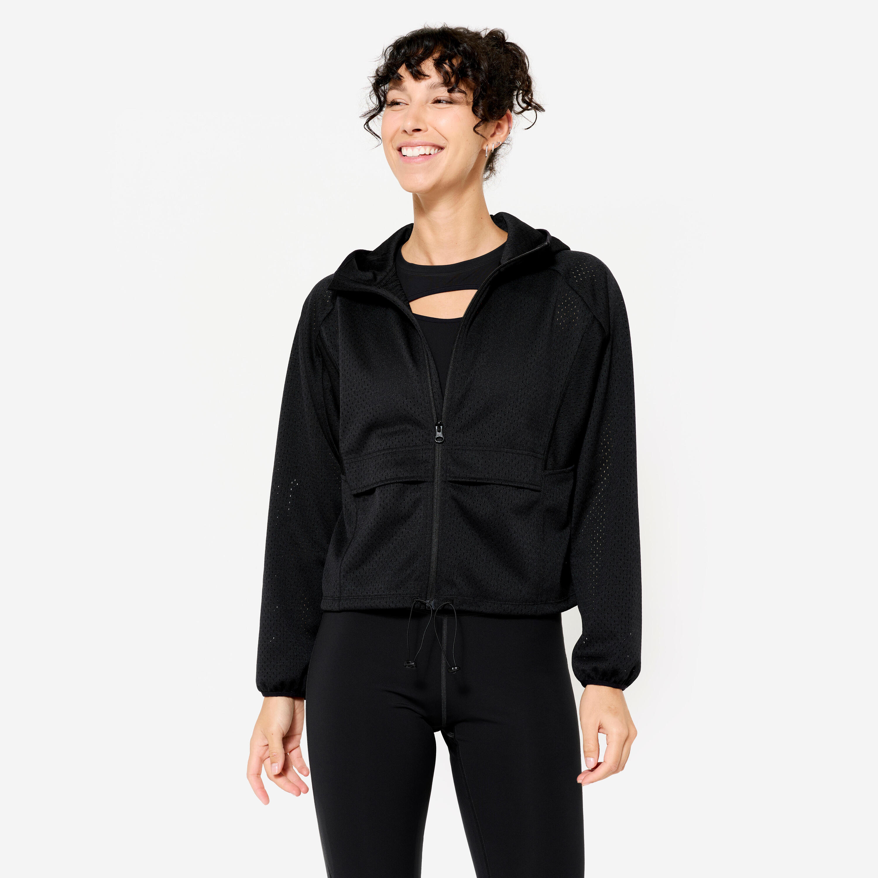 DOMYOS Licht fitnessvest voor dames geperforeerd materiaal zwart